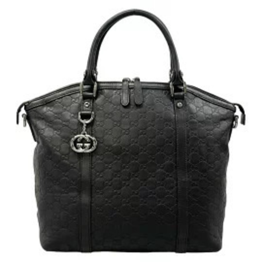 Gucci Guccissima Interlocking G Handbag Dark Brown Leather